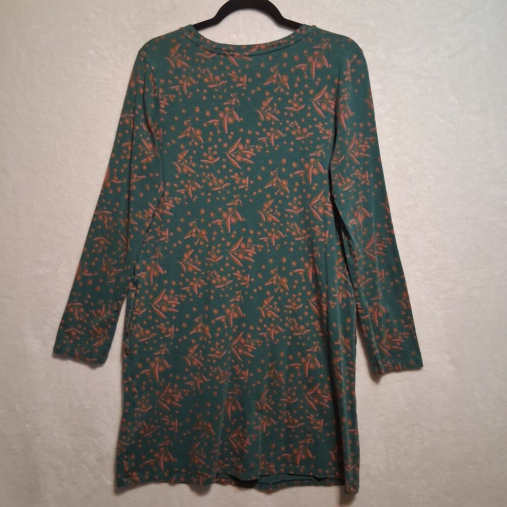 Toad&Co M Dress Windmere II Long Sleeve Green Floral Tencel Organic Cotton Shift - Picture 8 of 9